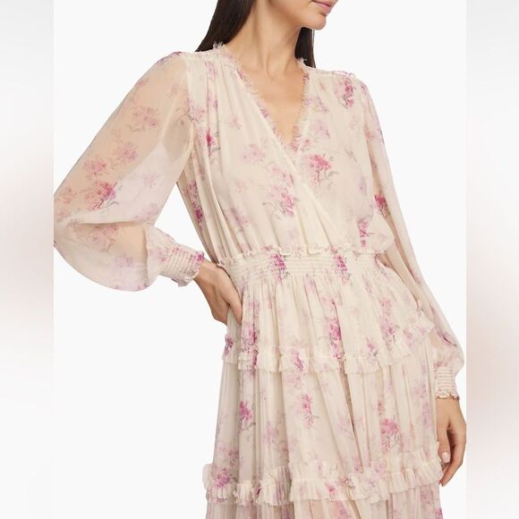 LoveShackFancy Kailo Silk Floral Tiered Maxi Dress - No Size Tag - Picture 2 of 13